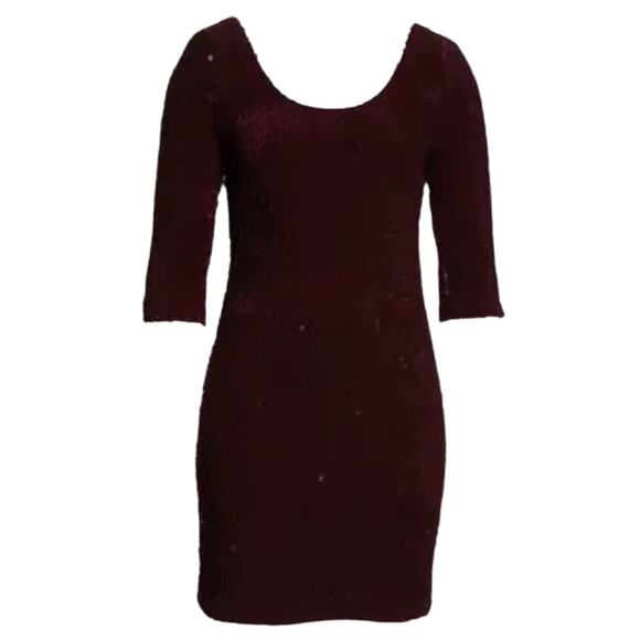 BB Dakota Sequined Velvet Burgundy Dress Size Small - Picture 9 of 10